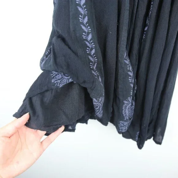 Free People FP One Paisley Vine Lattice Tunic Mini Dress Black - Picture 3 of 8